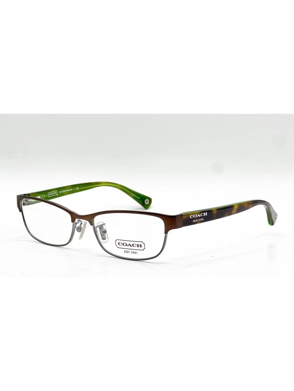 Coach HC 5033 9128 Satin Brown Dark Silver Browline Eyeglass Frames 53-16-135